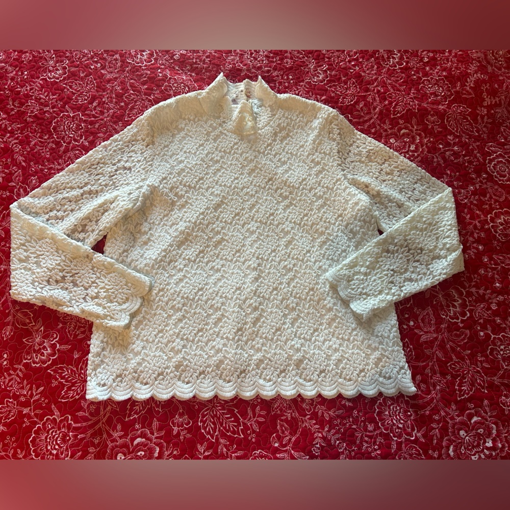 Elegant Cream Lace Women's Top size XL